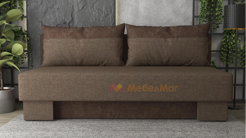 Канапе Лайн триместни светло кафяв с кафяво - изглед 2 - МебелМаг Канапе Лайн триместни светло кафяв с кафяво - изглед 2