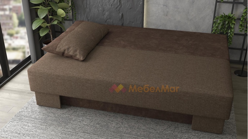 Канапе Лайн триместни светло кафяв с кафяво - изглед 4 - МебелМаг Канапе Лайн триместни светло кафяв с кафяво - изглед 4