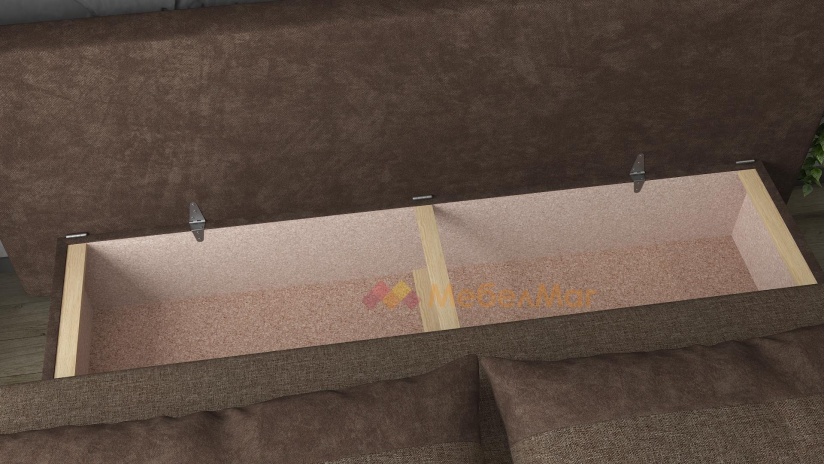 Канапе Лайн триместни светло кафяв с кафяво - изглед 3 - МебелМаг Канапе Лайн триместни светло кафяв с кафяво - изглед 3