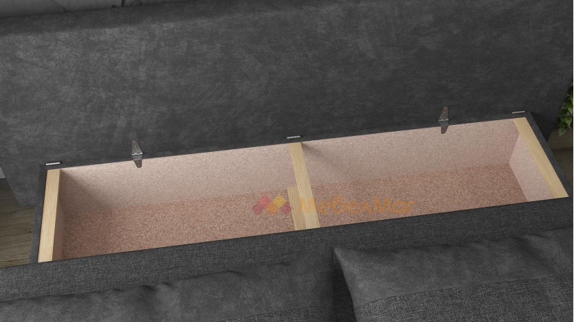 Канапе Лайн триместни тъмно сив със сиво - изглед 3 - МебелМаг Канапе Лайн триместни тъмно сив със сиво - изглед 3