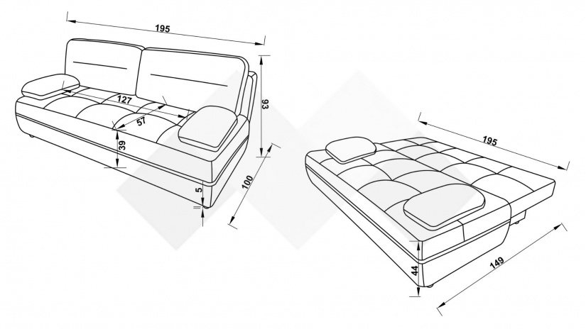 Канапе Велмар триместни кафяв - изглед 11