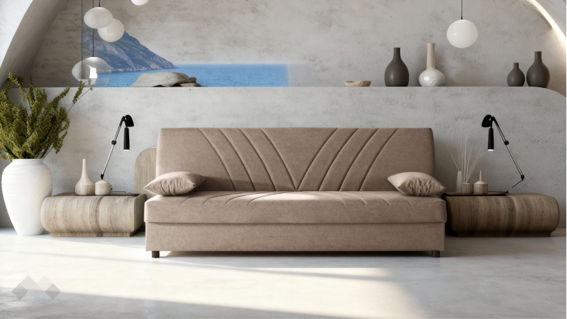 Клик-клак канапе Фиджи триместни кафяв - изглед 1 - МебелМаг Клик-клак канапе Фиджи триместни кафяв - изглед 1