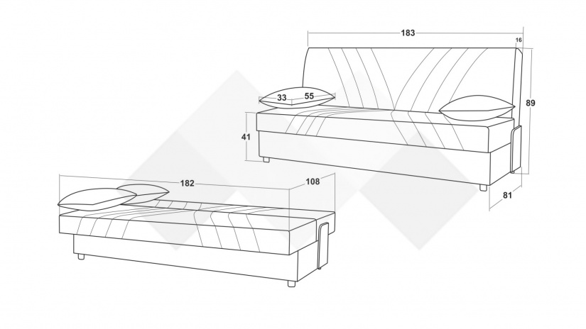Клик-клак канапе Фиджи триместни сив - изглед 5