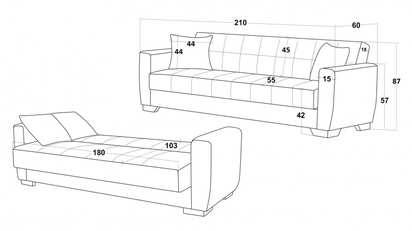 Диван Монца триместни бежов - изглед 6 - МебелМаг Диван Монца триместни бежов - изглед 6