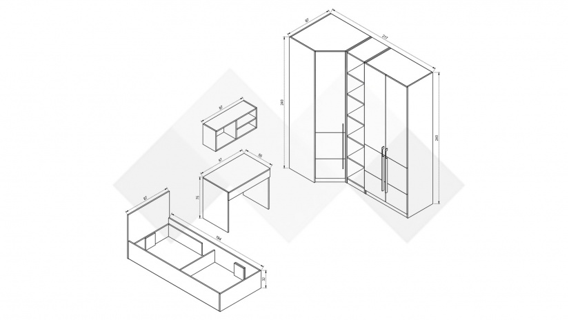 Спален комплект Комо К2 орех селект тъмен с кашмир - изглед 5 - МебелМаг Спален комплект Комо К2 орех селект тъмен с кашмир - изглед 5