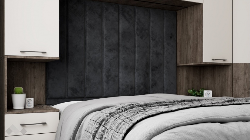 Спален комплект Комо К3 орех селект тъмен с кашмир - изглед 2 - МебелМаг Спален комплект Комо К3 орех селект тъмен с кашмир - изглед 2