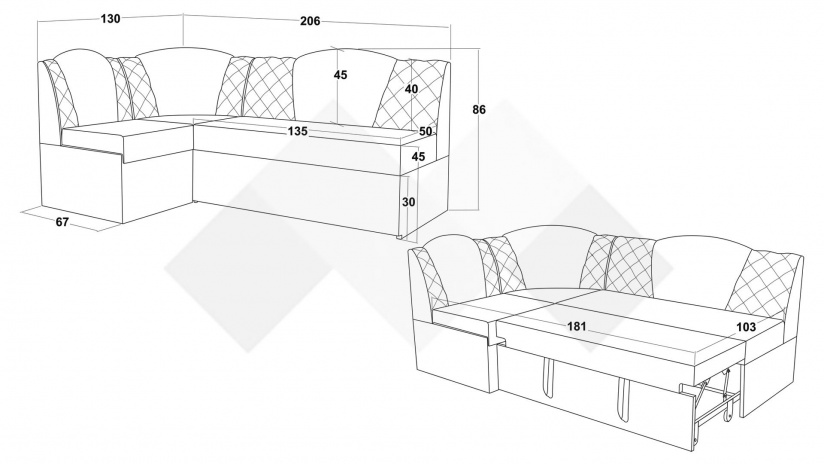 Кухненски ъгъл Кадилак универсален ъгъл черен със сребристо - изглед 6 - МебелМаг Кухненски ъгъл Кадилак универсален ъгъл черен със сребристо - изглед 6