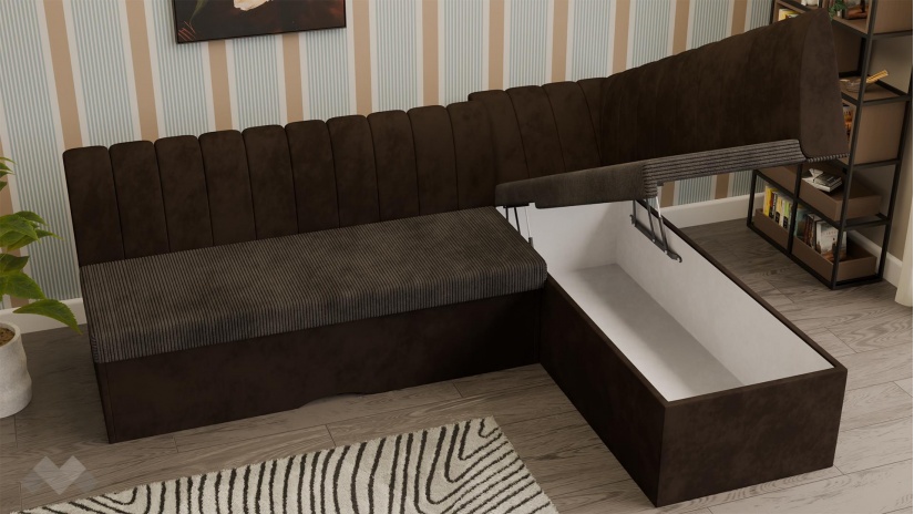 Кухненски ъгъл Кариби с посока кафяв - изглед 3 - МебелМаг Кухненски ъгъл Кариби с посока кафяв - изглед 3