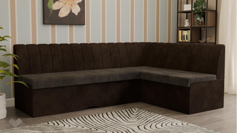 Кухненски ъгъл Кариби с посока кафяв - изглед 1 - МебелМаг Кухненски ъгъл Кариби с посока кафяв - изглед 1