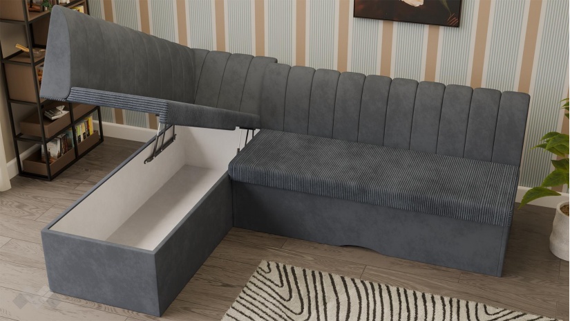 Кухненски ъгъл Кариби с посока сив - изглед 3 - МебелМаг Кухненски ъгъл Кариби с посока сив - изглед 3