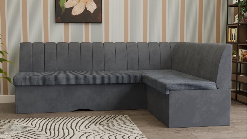 Кухненски ъгъл Кариби с посока сив - изглед 2 - МебелМаг Кухненски ъгъл Кариби с посока сив - изглед 2