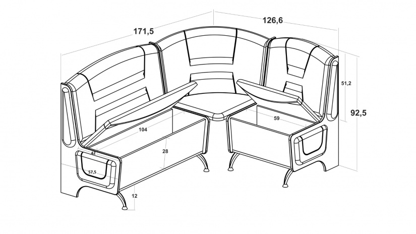 Кухненски ъгъл Спартак универсален ъгъл дъб сонома с кафяв и бежово - изглед 2 - МебелМаг Кухненски ъгъл Спартак универсален ъгъл дъб сонома с кафяв и бежово - изглед 2