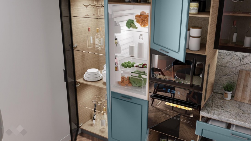 Кухня Дана ъглови деним мат с мока - изглед 3 - МебелМаг Кухня Дана ъглови деним мат с мока - изглед 3