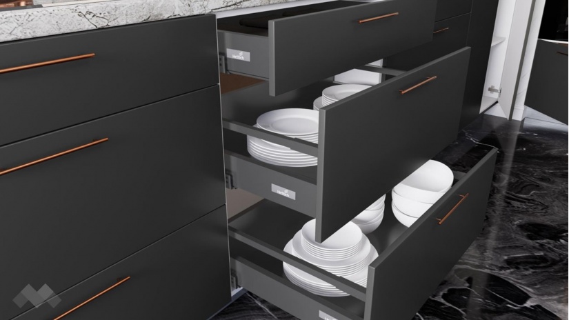 Кухня Гана прави карбон мат с бял гланц и бяло гладко - изглед 5 - МебелМаг Кухня Гана прави карбон мат с бял гланц и бяло гладко - изглед 5