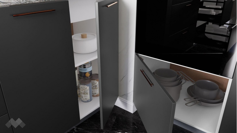 Кухня Гана прави карбон мат с бял гланц и бяло гладко - изглед 6 - МебелМаг Кухня Гана прави карбон мат с бял гланц и бяло гладко - изглед 6