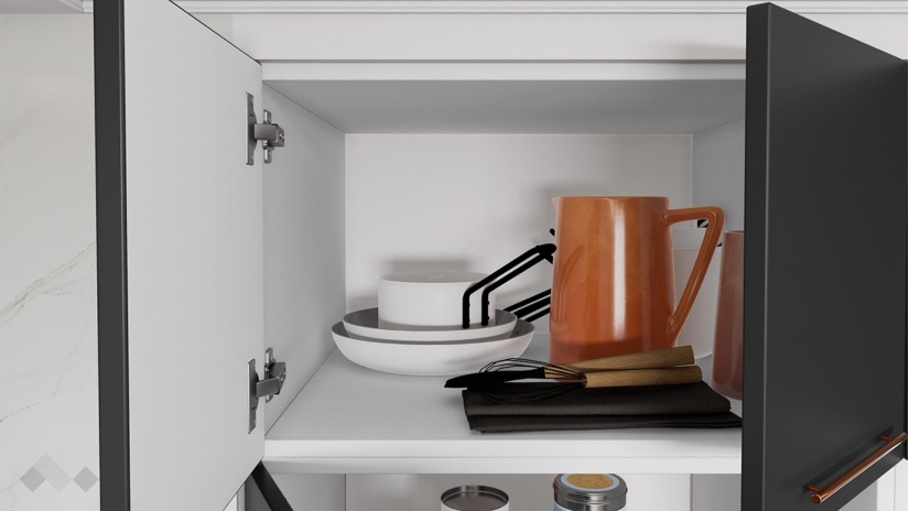 Кухня Гана прави карбон мат с бял гланц и бяло гладко - изглед 7 - МебелМаг Кухня Гана прави карбон мат с бял гланц и бяло гладко - изглед 7