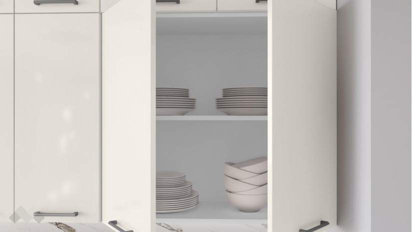 Кухня Зева прави цимент мат с крийм гланц и бяло гладко - изглед 6 - МебелМаг Кухня Зева прави цимент мат с крийм гланц и бяло гладко - изглед 6