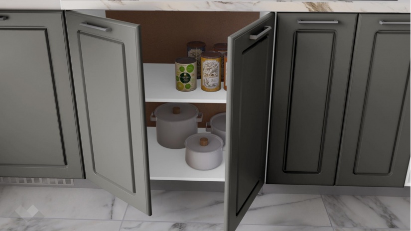 Кухня Зева прави цимент мат с крийм гланц и бяло гладко - изглед 9 - МебелМаг Кухня Зева прави цимент мат с крийм гланц и бяло гладко - изглед 9