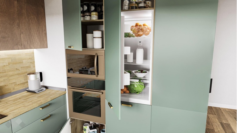 Кухня Амари с остров олив мат и крийм гланц - изглед 10 - МебелМаг Кухня Амари с остров олив мат и крийм гланц - изглед 10