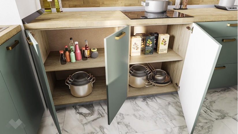 Кухня Амари с остров олив мат и крийм гланц - изглед 6 - МебелМаг Кухня Амари с остров олив мат и крийм гланц - изглед 6