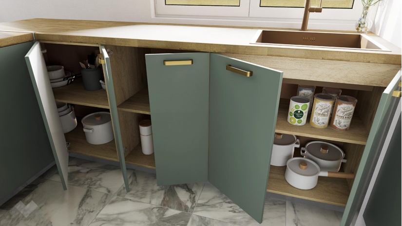 Кухня Амари с остров олив мат и крийм гланц - изглед 7 - МебелМаг Кухня Амари с остров олив мат и крийм гланц - изглед 7