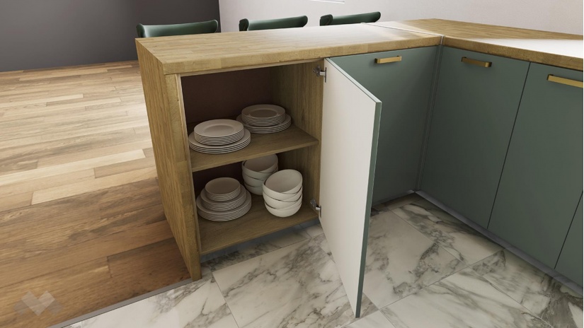 Кухня Амари с остров олив мат и крийм гланц - изглед 8 - МебелМаг Кухня Амари с остров олив мат и крийм гланц - изглед 8