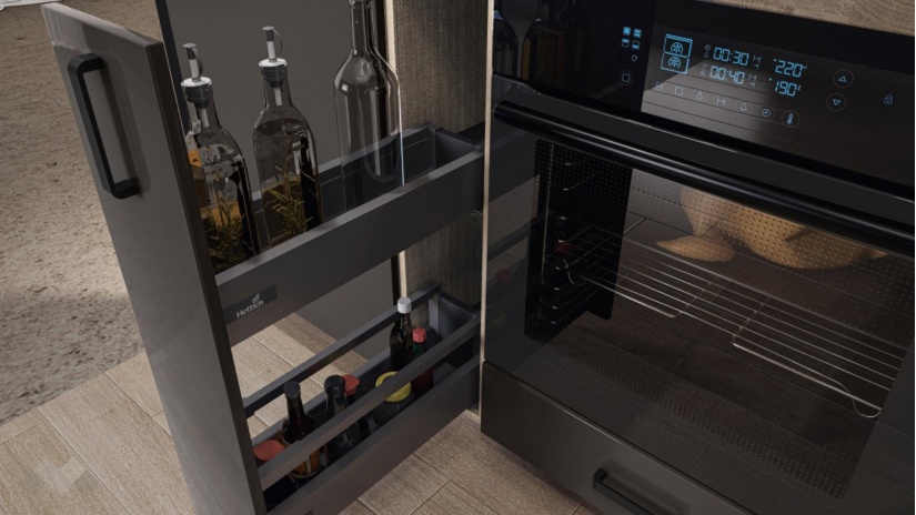 Кухня Ароса ъглови антрацит гланц с мока - изглед 4 - МебелМаг Кухня Ароса ъглови антрацит гланц с мока - изглед 4