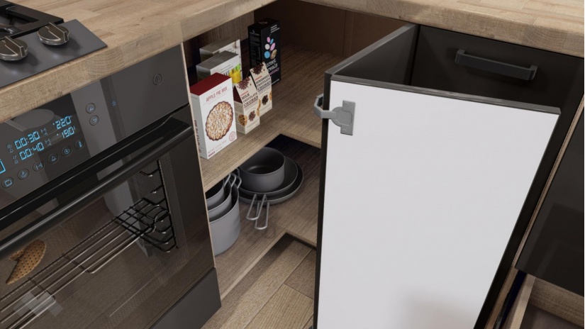 Кухня Ароса ъглови антрацит гланц с мока - изглед 5 - МебелМаг Кухня Ароса ъглови антрацит гланц с мока - изглед 5