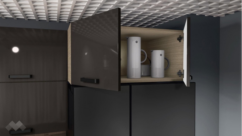 Кухня Ароса ъглови антрацит гланц с мока - изглед 8 - МебелМаг Кухня Ароса ъглови антрацит гланц с мока - изглед 8