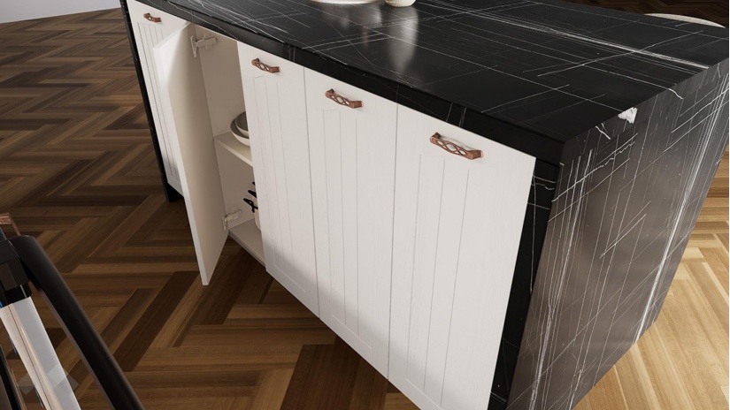 Кухня Кали с остров бял фладер с бяло гладко - изглед 9 - МебелМаг Кухня Кали с остров бял фладер с бяло гладко - изглед 9