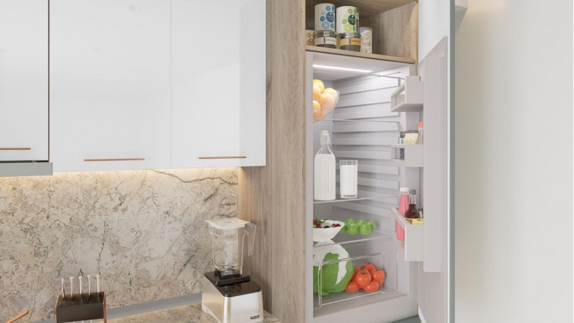 Кухня Осака прави олив мат с бял гланц и сонома арвен - изглед 5 - МебелМаг Кухня Осака прави олив мат с бял гланц и сонома арвен - изглед 5