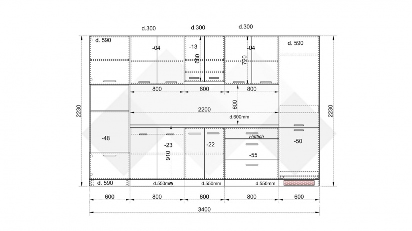 Кухня Осака прави олив мат с бял гланц и сонома арвен - изглед 9 - МебелМаг Кухня Осака прави олив мат с бял гланц и сонома арвен - изглед 9