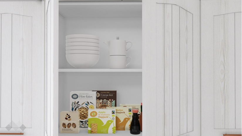 Кухня Сана бял фладер с бяло гладко - изглед 5 - МебелМаг Кухня Сана бял фладер с бяло гладко - изглед 5