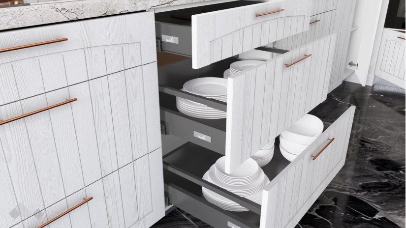 Кухня Сана бял фладер с бяло гладко - изглед 6 - МебелМаг Кухня Сана бял фладер с бяло гладко - изглед 6