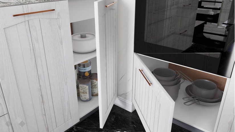 Кухня Сана бял фладер с бяло гладко - изглед 7 - МебелМаг Кухня Сана бял фладер с бяло гладко - изглед 7