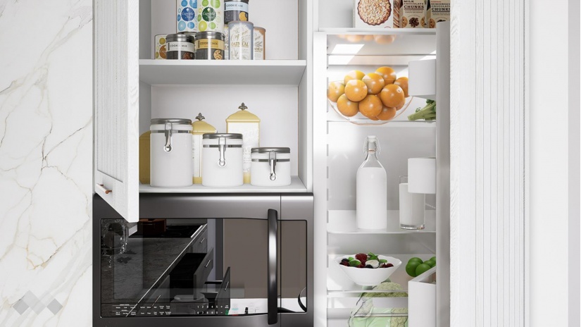 Кухня Сана бял фладер с бяло гладко - изглед 8 - МебелМаг Кухня Сана бял фладер с бяло гладко - изглед 8