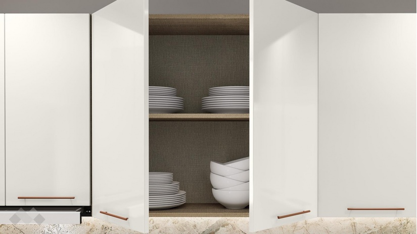 Кухня Сава олив мат с крийм гланц и мока - изглед 3 - МебелМаг Кухня Сава олив мат с крийм гланц и мока - изглед 3