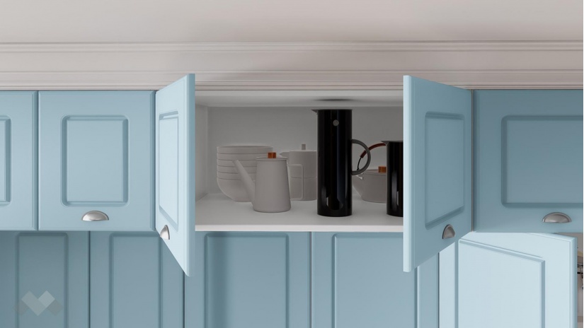 Кухня Зана прави деним мат с бяло гладко - изглед 6 - МебелМаг Кухня Зана прави деним мат с бяло гладко - изглед 6