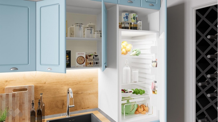 Кухня Зана прави деним мат с бяло гладко - изглед 7 - МебелМаг Кухня Зана прави деним мат с бяло гладко - изглед 7