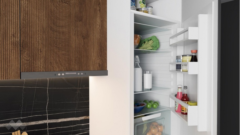 Кухня Занора прави карбон мат с дъб натурал и бяло гладко - изглед 7 - МебелМаг Кухня Занора прави карбон мат с дъб натурал и бяло гладко - изглед 7