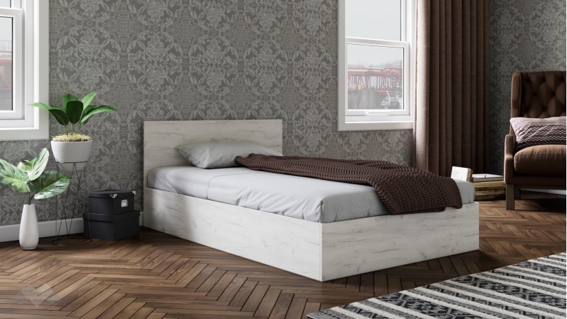 Легло 120/190 Адам с включен матрак Бонел 120/190 дъб крафт бял - изглед 1 - МебелМаг Легло 120/190 Адам с включен матрак Бонел 120/190 дъб крафт бял - изглед 1