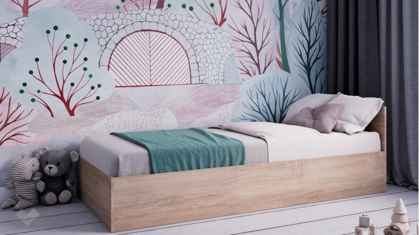 Легло 82/190 Арго с включен матрак Бонел 82/190 дъб сонома - изглед 1 - МебелМаг Легло 82/190 Арго с включен матрак Бонел 82/190 дъб сонома - изглед 1