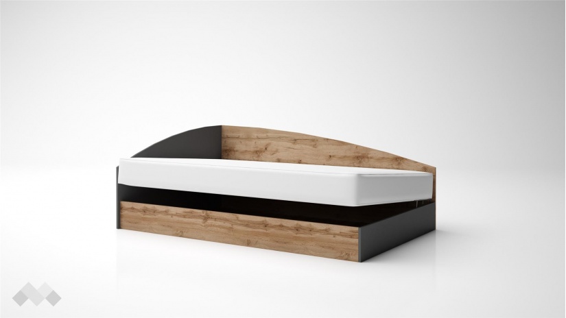 Ъглово легло 120/190 Галати с включен матрак Бонел 120/190 дъб вотан светъл с антрацит - изглед 2 - МебелМаг Ъглово легло 120/190 Галати с включен матрак Бонел 120/190 дъб вотан светъл с антрацит - изглед 2