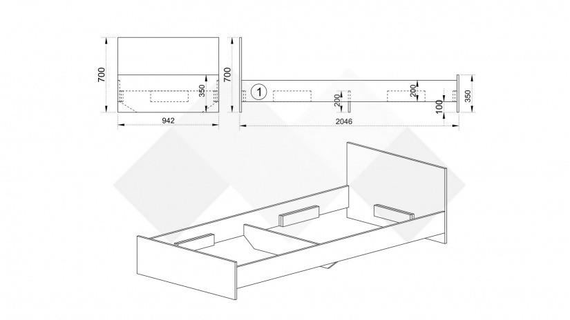 Легло 90/200 Хенри сонома арвен с бял гланц - изглед 2 - МебелМаг Легло 90/200 Хенри сонома арвен с бял гланц - изглед 2