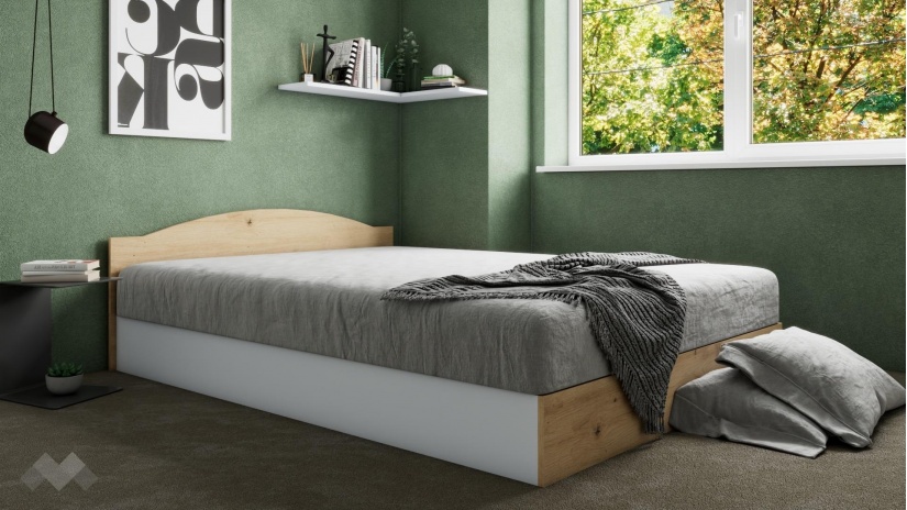 Легло 144/190 Леонард с включен матрак Бонел 144/190 артизан с бяло - изглед 4