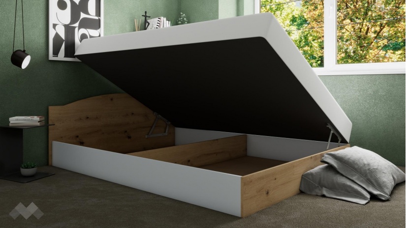 Легло 144/190 Леонард с включен матрак Бонел 144/190 артизан с бяло - изглед 3