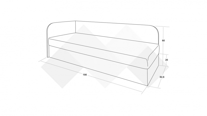 Ъглово легло 82/190 №1 с включен матрак Бонел 82/190 дъб антик - изглед 3 - МебелМаг Ъглово легло 82/190 №1 с включен матрак Бонел 82/190 дъб антик - изглед 3
