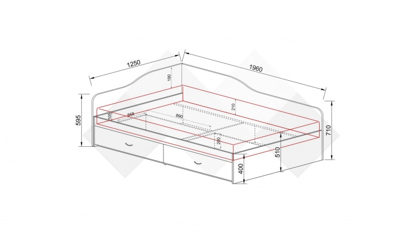 Легло с чекмеджета 120/190 Марс орех адмирал - изглед 3 - МебелМаг Легло с чекмеджета 120/190 Марс орех адмирал - изглед 3