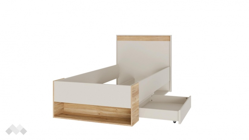 Легло с чекмеджета 90/200 Векслин пясък с дъб маувела - изглед 4 - МебелМаг Легло с чекмеджета 90/200 Векслин пясък с дъб маувела - изглед 4