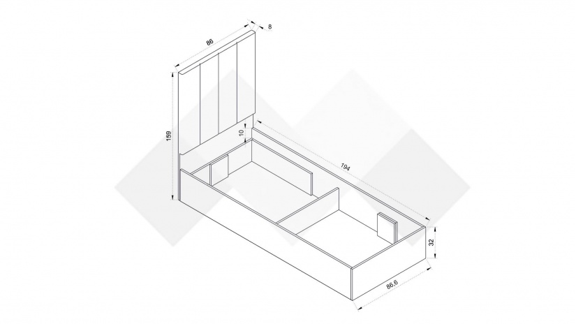 Легло 82/190 Комо орех селект тъмен - изглед 2 - МебелМаг Легло 82/190 Комо орех селект тъмен - изглед 2